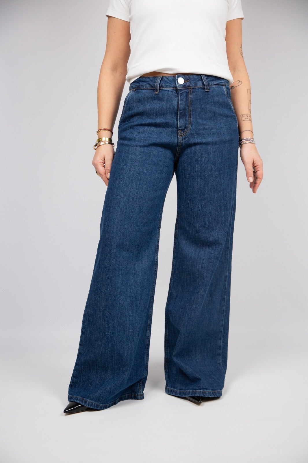 Susy mix Jeans wide leg tasche alla francese