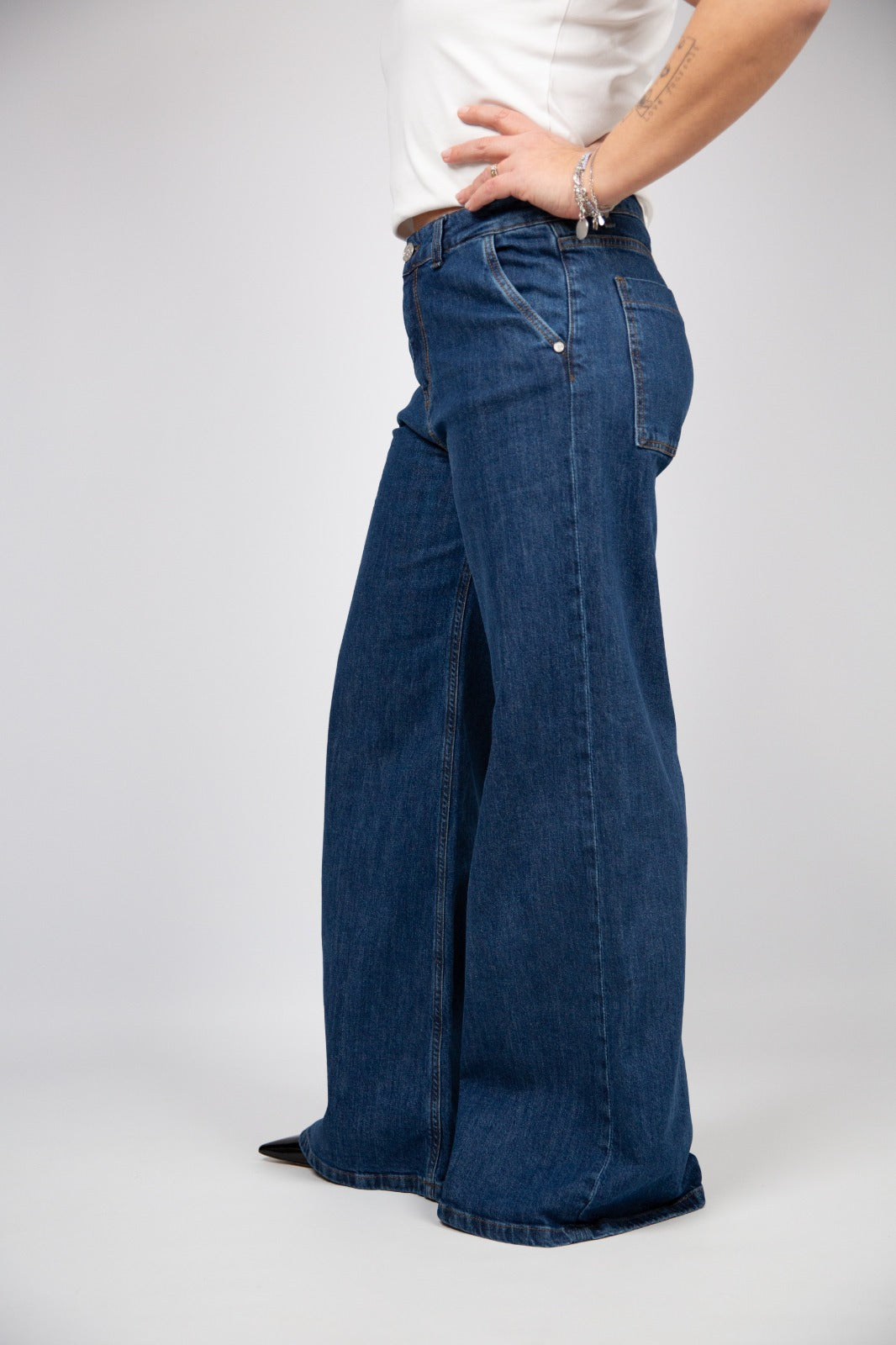 Susy mix Jeans wide leg tasche alla francese