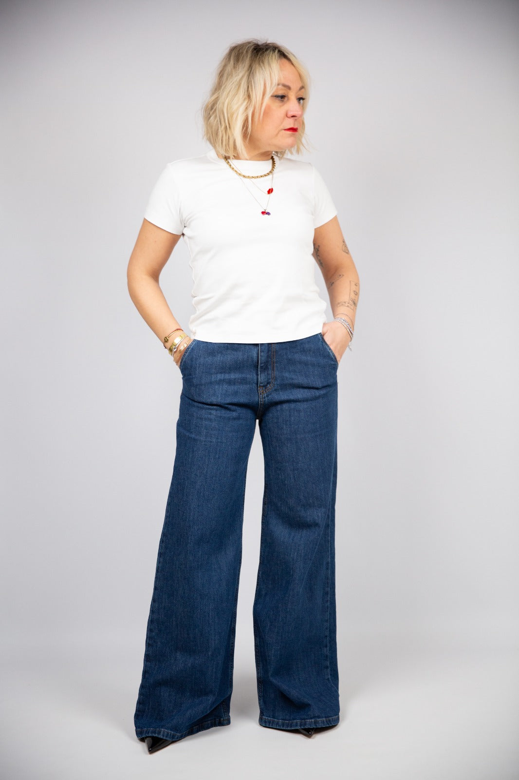 Susy mix Jeans wide leg tasche alla francese