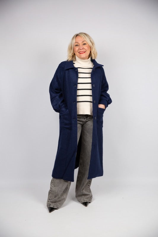 Compania Fantastica Cappotto Blu con Lana